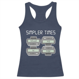 Simpler Times Retro Pager Code Nostalgia 90s Racerback Tank Top 07734 143 14 1432 Vintage Beeper Graphic