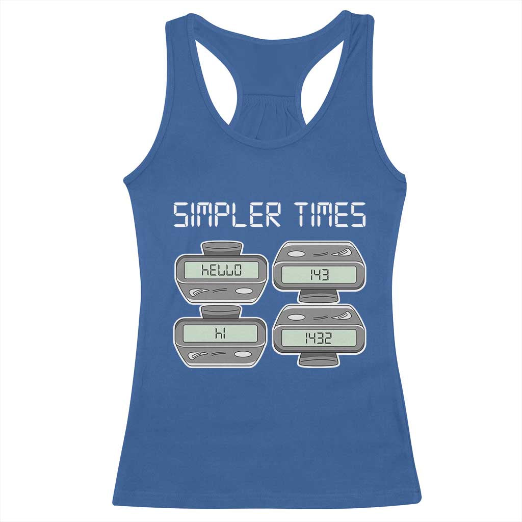 Simpler Times Retro Pager Code Nostalgia 90s Racerback Tank Top 07734 143 14 1432 Vintage Beeper Graphic