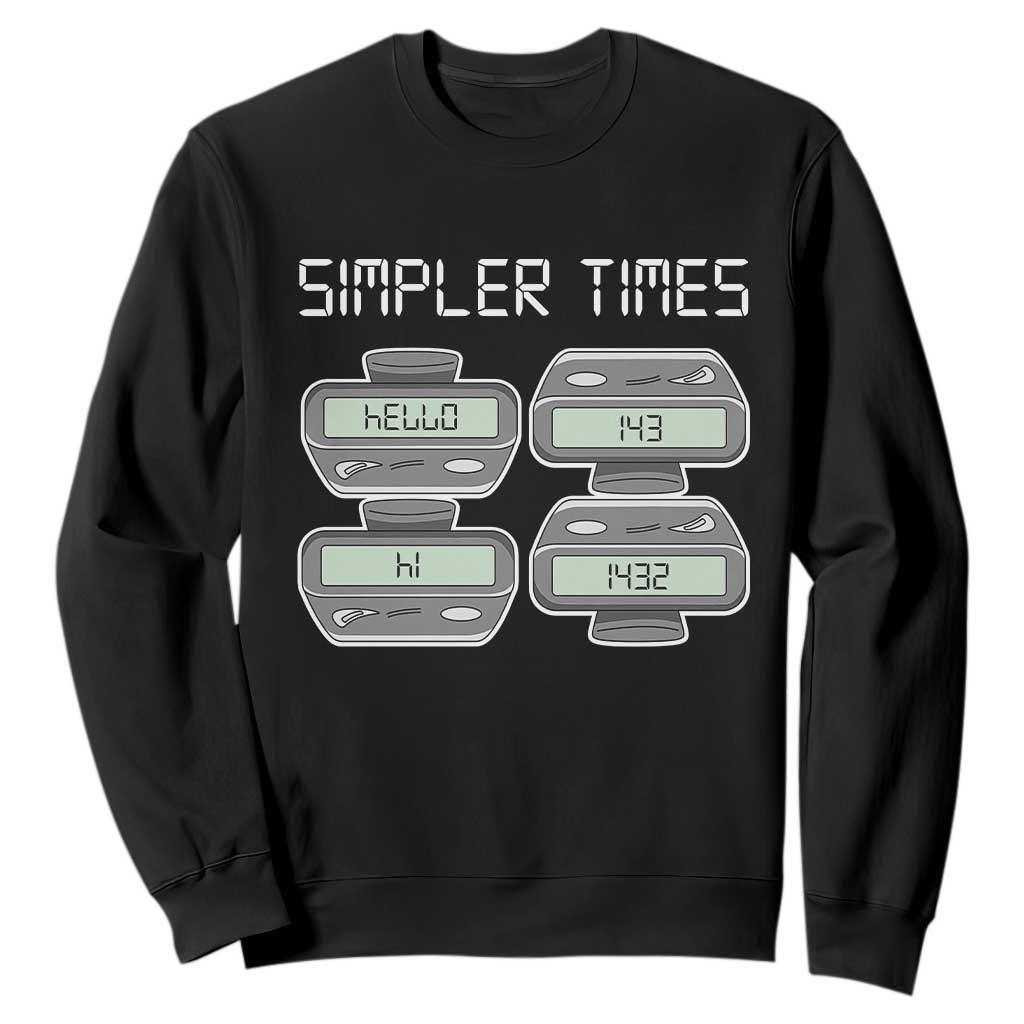 Simpler Times Retro Pager Code Nostalgia 90s Sweatshirt 07734 143 14 1432 Vintage Beeper Graphic