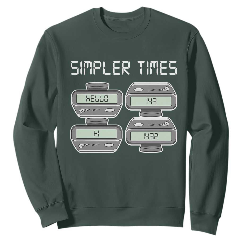 Simpler Times Retro Pager Code Nostalgia 90s Sweatshirt 07734 143 14 1432 Vintage Beeper Graphic