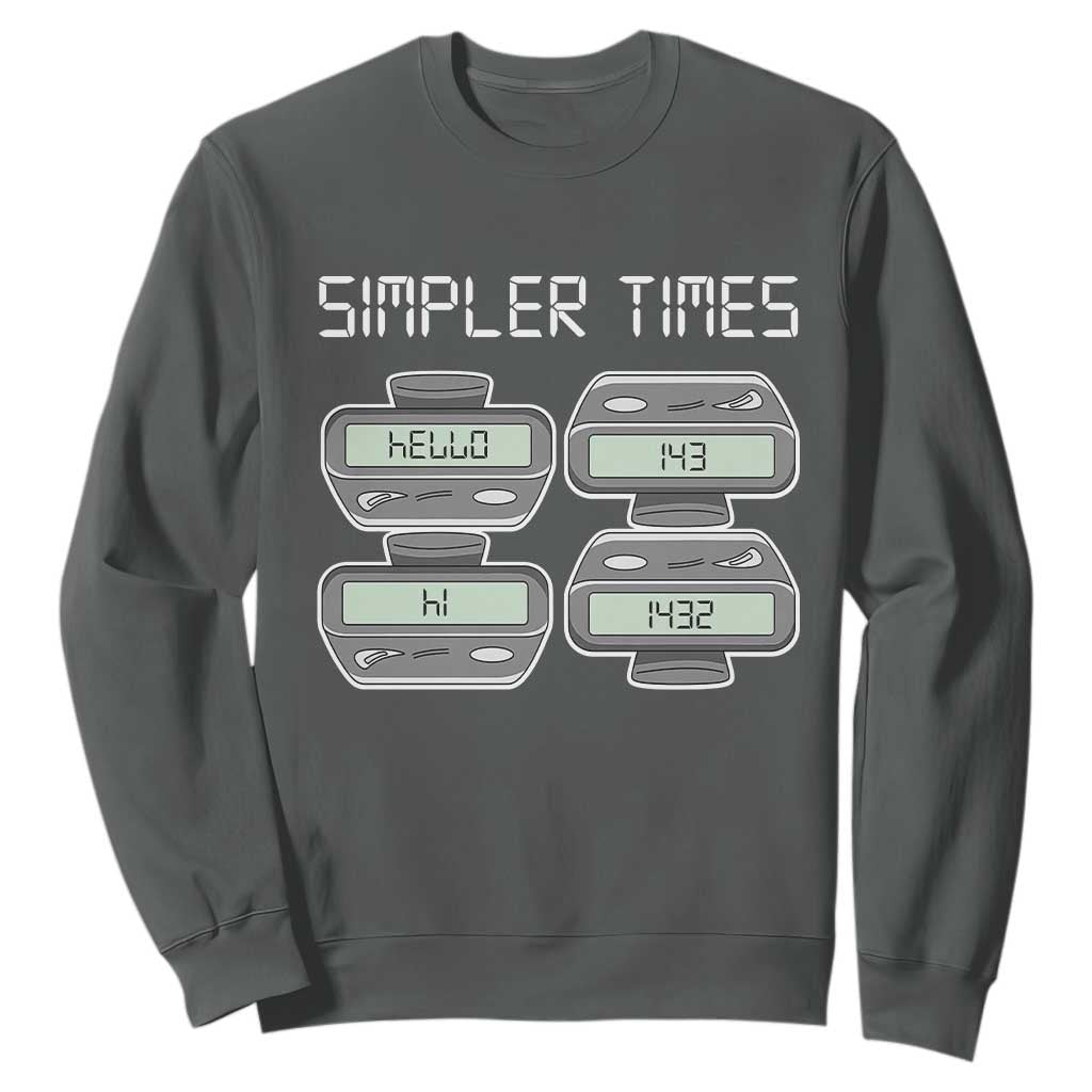 Simpler Times Retro Pager Code Nostalgia 90s Sweatshirt 07734 143 14 1432 Vintage Beeper Graphic