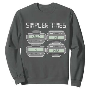 Simpler Times Retro Pager Code Nostalgia 90s Sweatshirt 07734 143 14 1432 Vintage Beeper Graphic