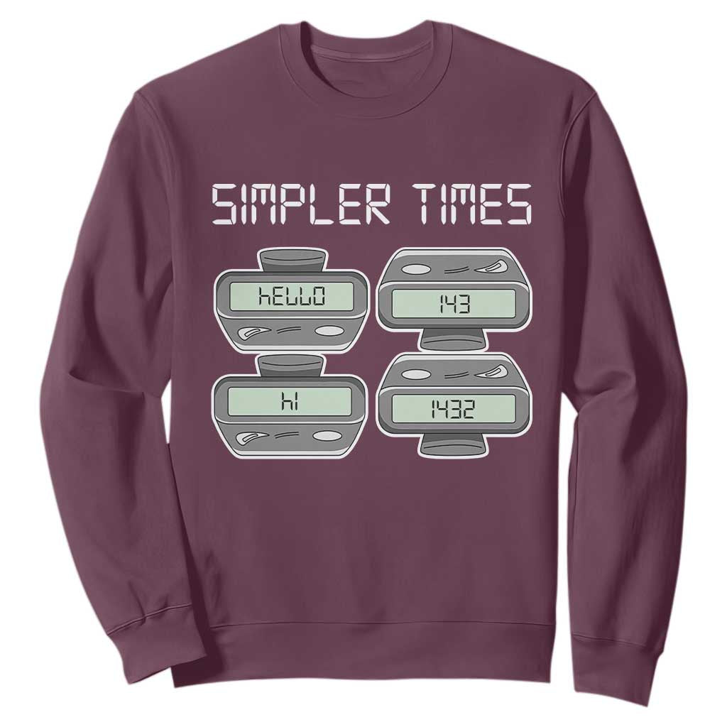 Simpler Times Retro Pager Code Nostalgia 90s Sweatshirt 07734 143 14 1432 Vintage Beeper Graphic