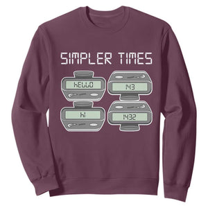 Simpler Times Retro Pager Code Nostalgia 90s Sweatshirt 07734 143 14 1432 Vintage Beeper Graphic
