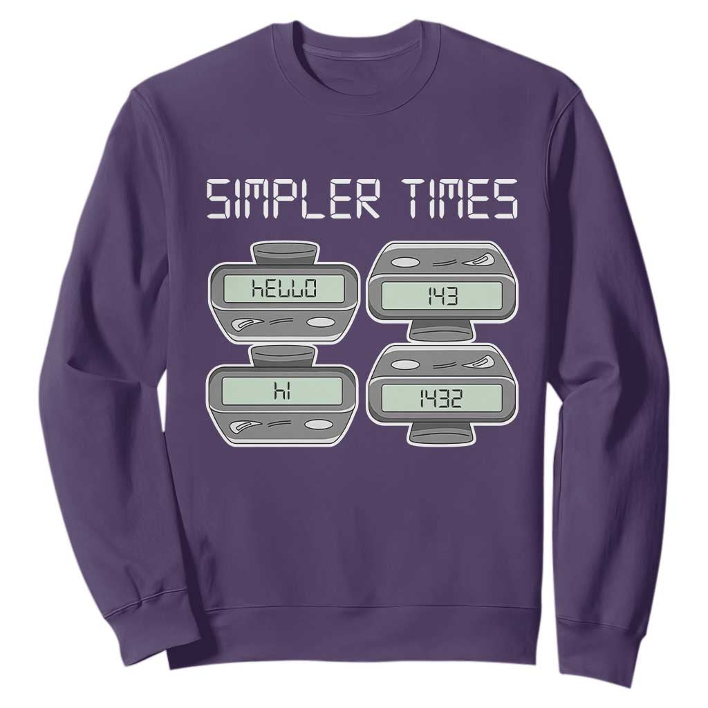 Simpler Times Retro Pager Code Nostalgia 90s Sweatshirt 07734 143 14 1432 Vintage Beeper Graphic