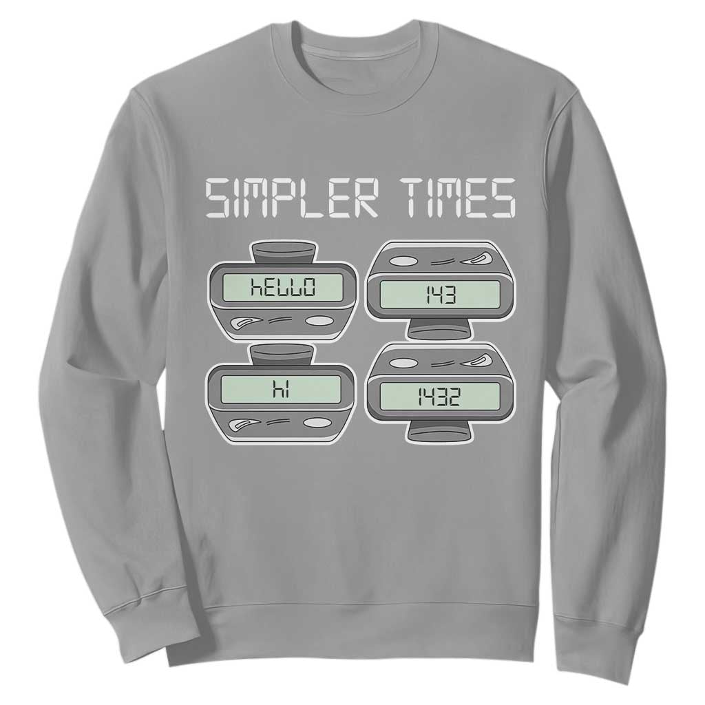 Simpler Times Retro Pager Code Nostalgia 90s Sweatshirt 07734 143 14 1432 Vintage Beeper Graphic