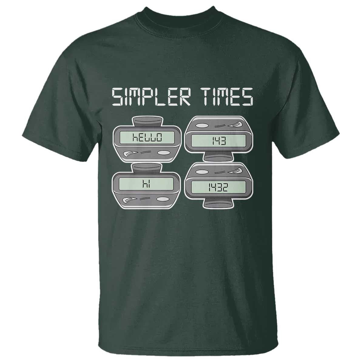 Simpler Times Retro Pager Code Nostalgia 90s T Shirt 07734 143 14 1432 Vintage Beeper Graphic