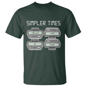 Simpler Times Retro Pager Code Nostalgia 90s T Shirt 07734 143 14 1432 Vintage Beeper Graphic