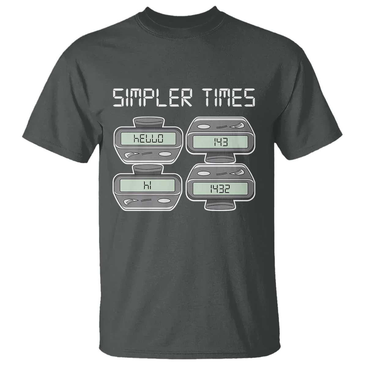 Simpler Times Retro Pager Code Nostalgia 90s T Shirt 07734 143 14 1432 Vintage Beeper Graphic