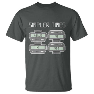 Simpler Times Retro Pager Code Nostalgia 90s T Shirt 07734 143 14 1432 Vintage Beeper Graphic