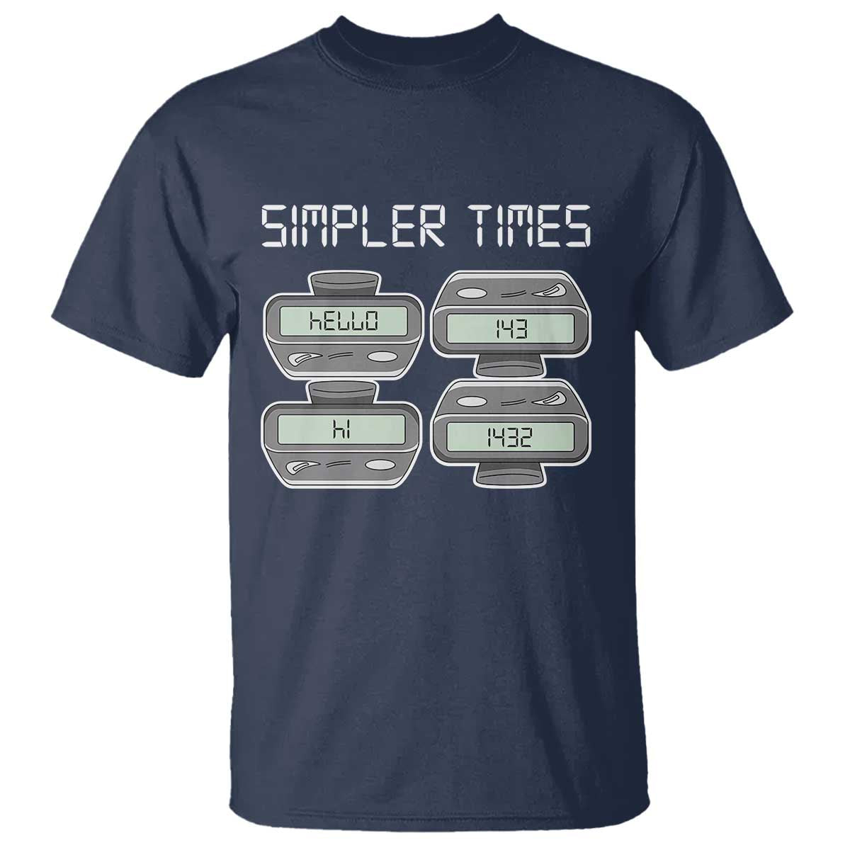 Simpler Times Retro Pager Code Nostalgia 90s T Shirt 07734 143 14 1432 Vintage Beeper Graphic