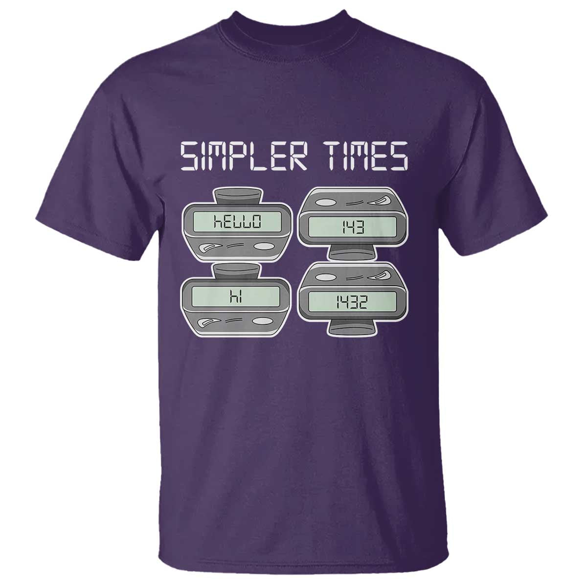 Simpler Times Retro Pager Code Nostalgia 90s T Shirt 07734 143 14 1432 Vintage Beeper Graphic