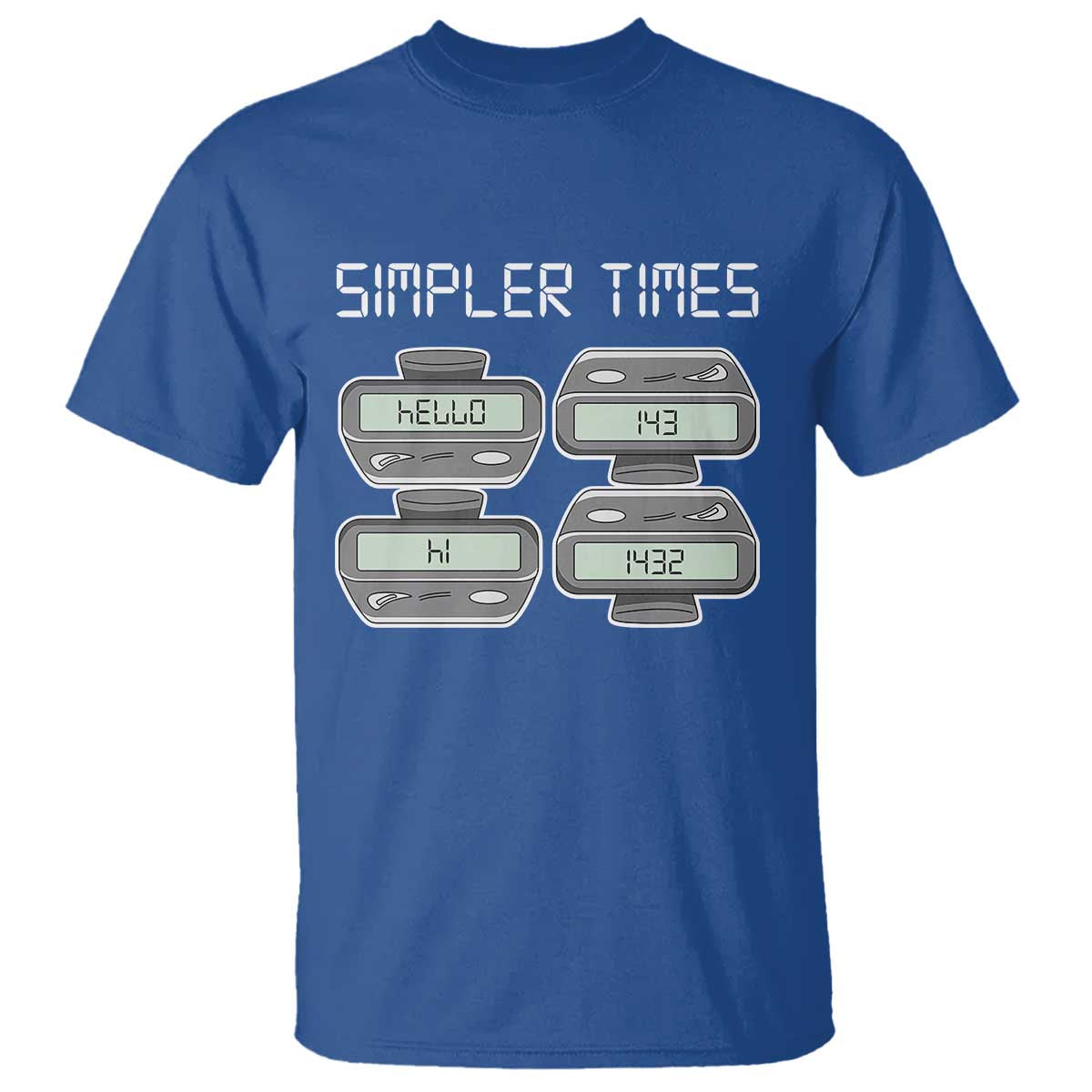 Simpler Times Retro Pager Code Nostalgia 90s T Shirt 07734 143 14 1432 Vintage Beeper Graphic