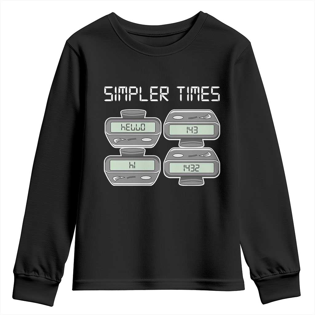 Simpler Times Retro Pager Code Nostalgia 90s Youth Sweatshirt 07734 143 14 1432 Vintage Beeper Graphic