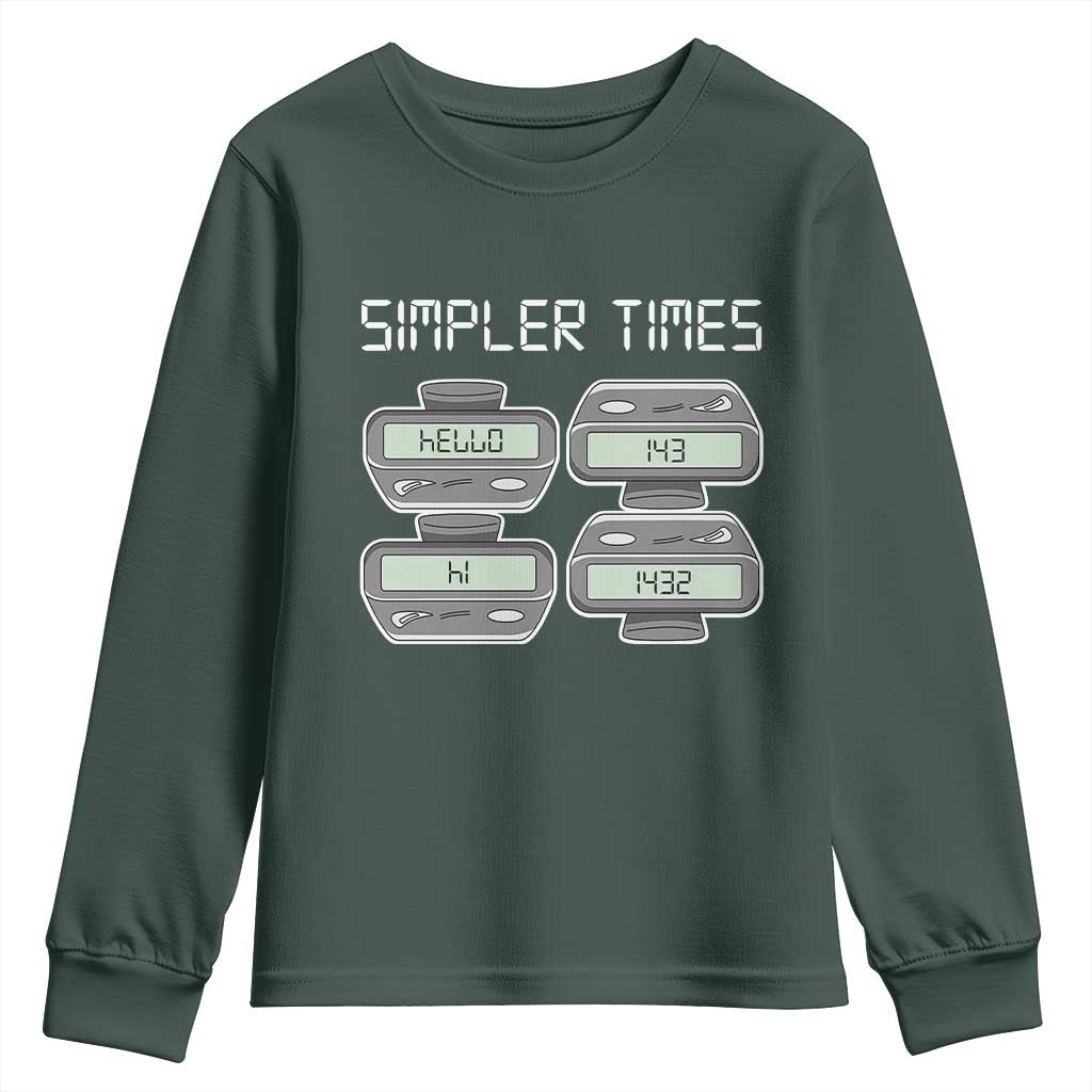 Simpler Times Retro Pager Code Nostalgia 90s Youth Sweatshirt 07734 143 14 1432 Vintage Beeper Graphic