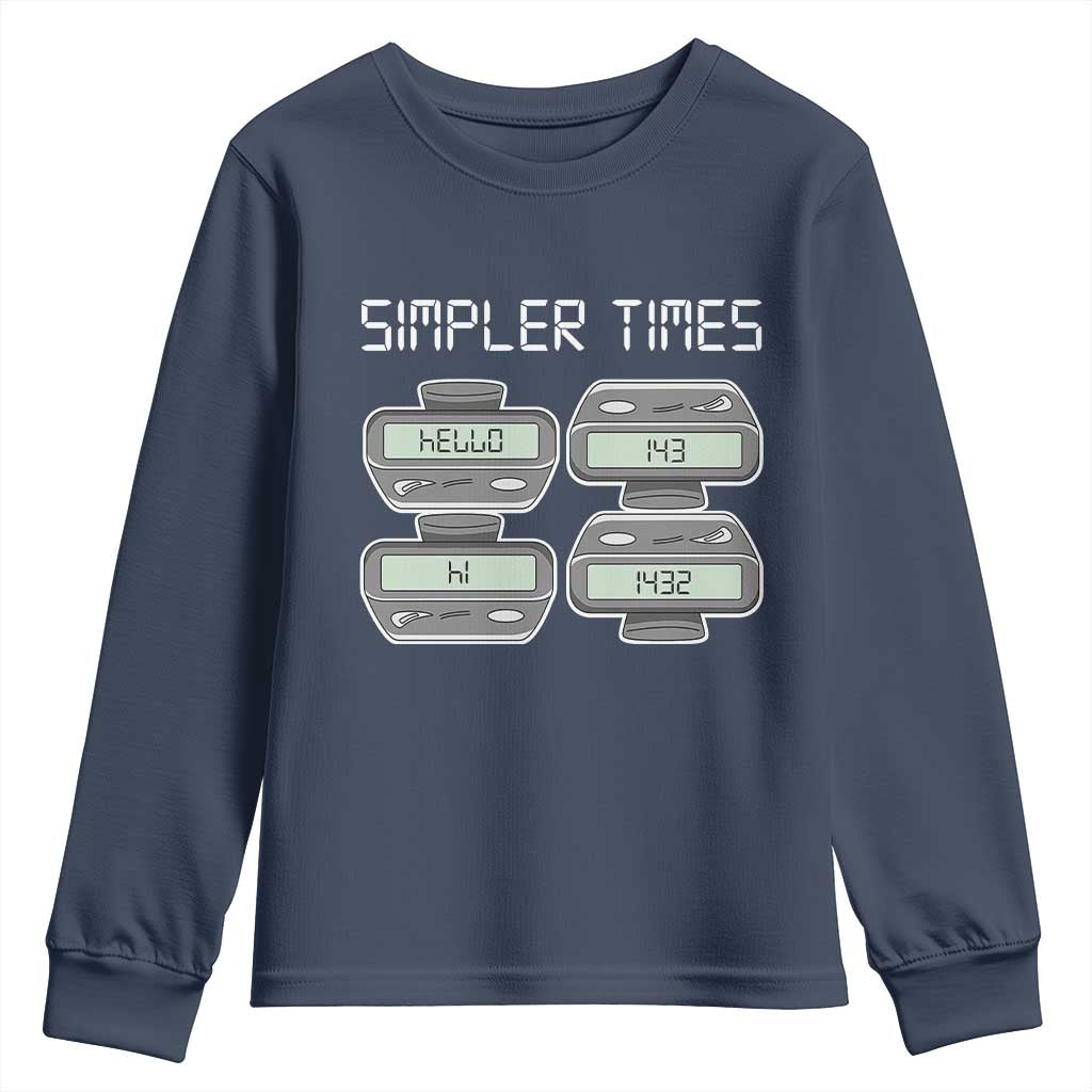 Simpler Times Retro Pager Code Nostalgia 90s Youth Sweatshirt 07734 143 14 1432 Vintage Beeper Graphic