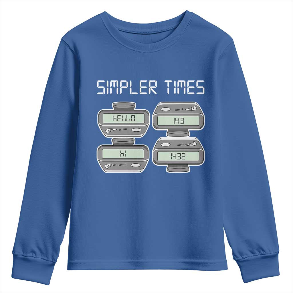 Simpler Times Retro Pager Code Nostalgia 90s Youth Sweatshirt 07734 143 14 1432 Vintage Beeper Graphic