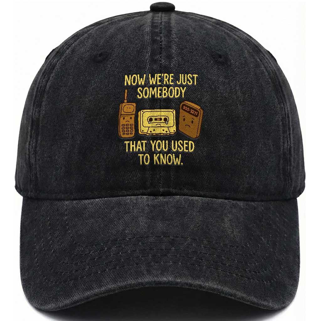 Retro Tech Brick Cell Phone Cassette Tape Pager 80s 90s Nostalgia Washed Cotton Baseball Cap Now We Are Just Somebody That You Used To Know