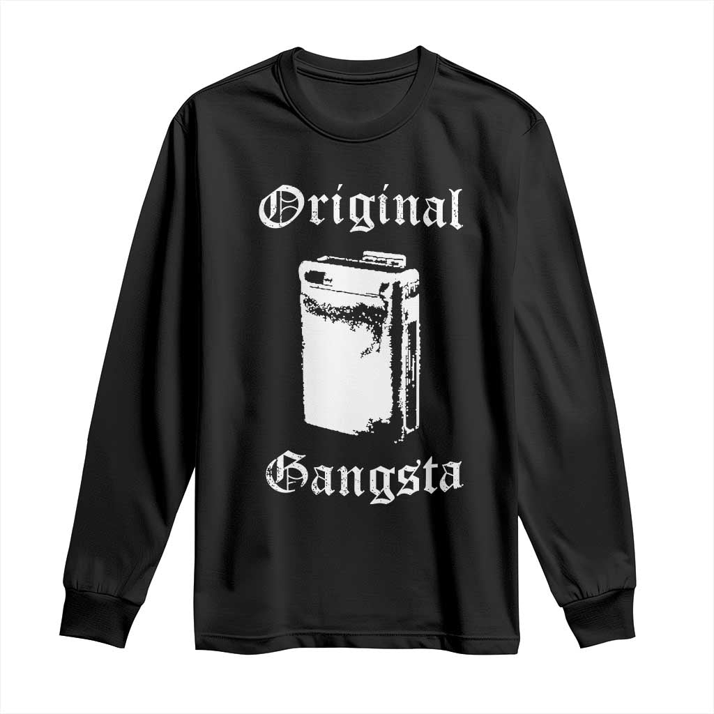 Original Gangsta Vintage Portable Cassette Player Long Sleeve Shirt Retro 80s 90s Music Audio Inspo