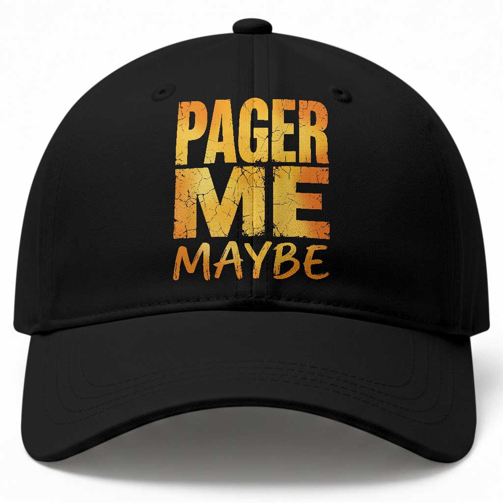 Pager Me Maybe Funny Vintage Beeper Code Baseball Cap 90s Retro Tech Pop Culture
