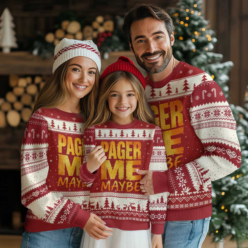 Pager Me Maybe Funny Vintage Beeper Code Ugly Christmas Sweater 90s Retro Tech Pop Culture