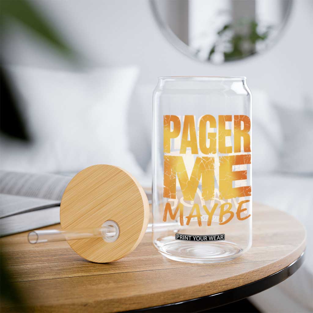 Pager Me Maybe Funny Vintage Beeper Code Glass Can 90s Retro Tech Pop Culture