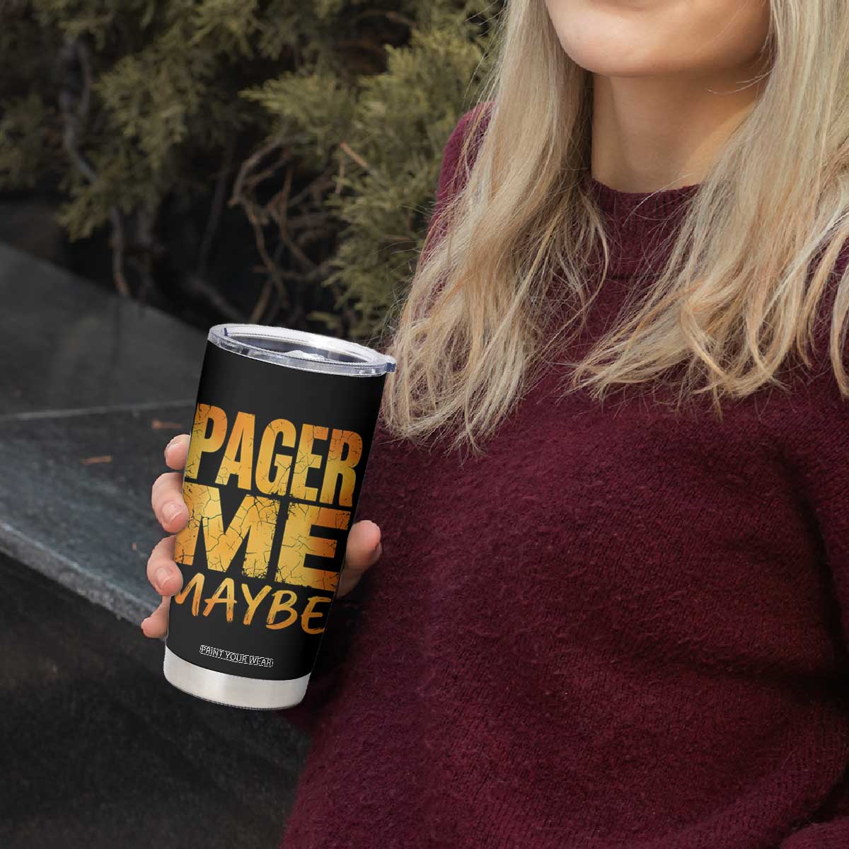 Pager Me Maybe Funny Vintage Beeper Code Tumbler Cup 90s Retro Tech Pop Culture