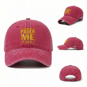 Pager Me Maybe Funny Vintage Beeper Code Washed Cotton Baseball Cap 90s Retro Tech Pop Culture