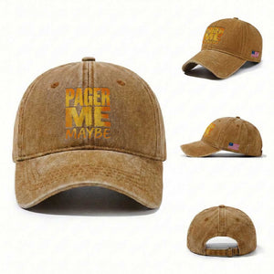 Pager Me Maybe Funny Vintage Beeper Code Washed Cotton Baseball Cap 90s Retro Tech Pop Culture