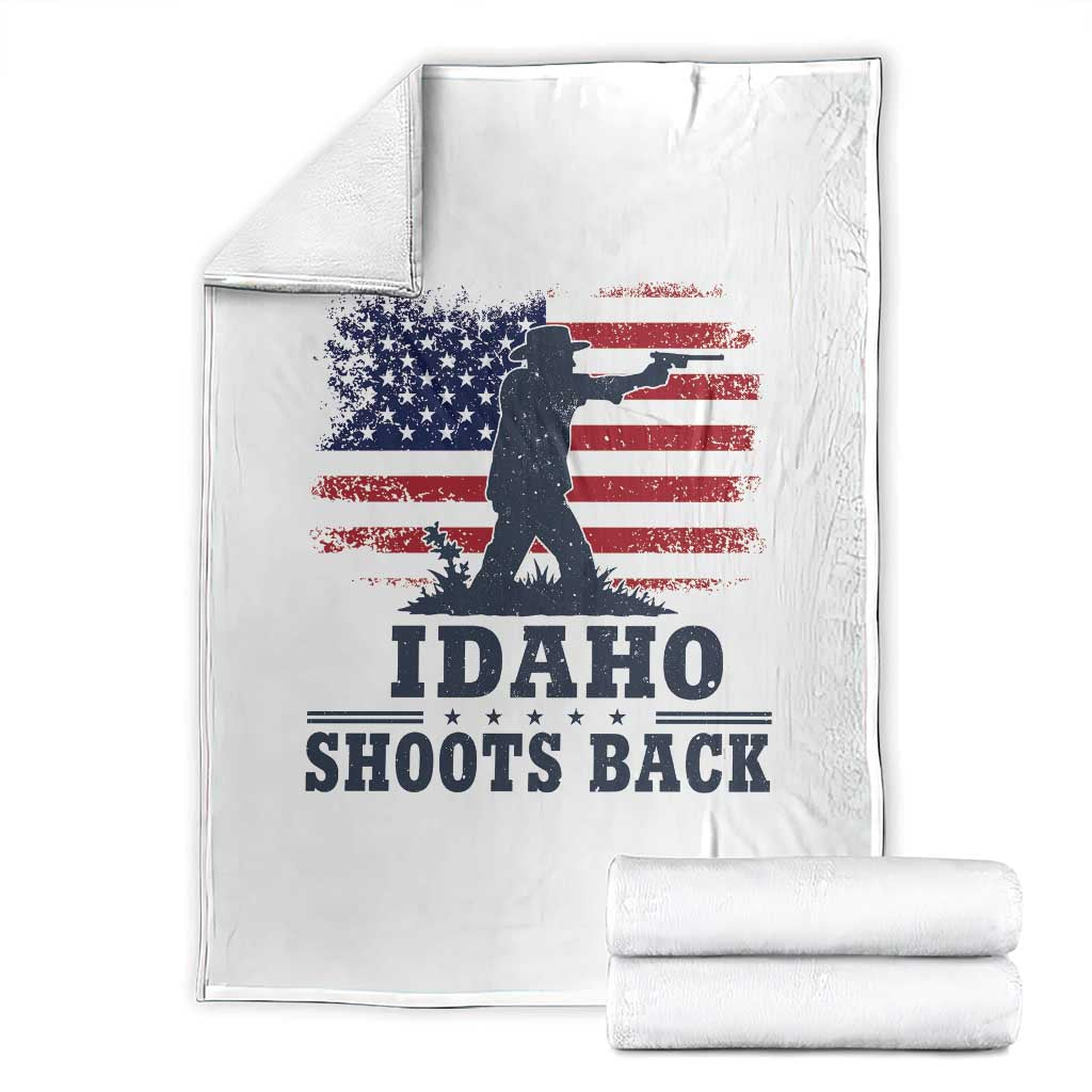 Idaho Shoots Back Distressed American Flag Throw Blanket Cowboy Gunslinger Graphic TS02 White Print Your Wear