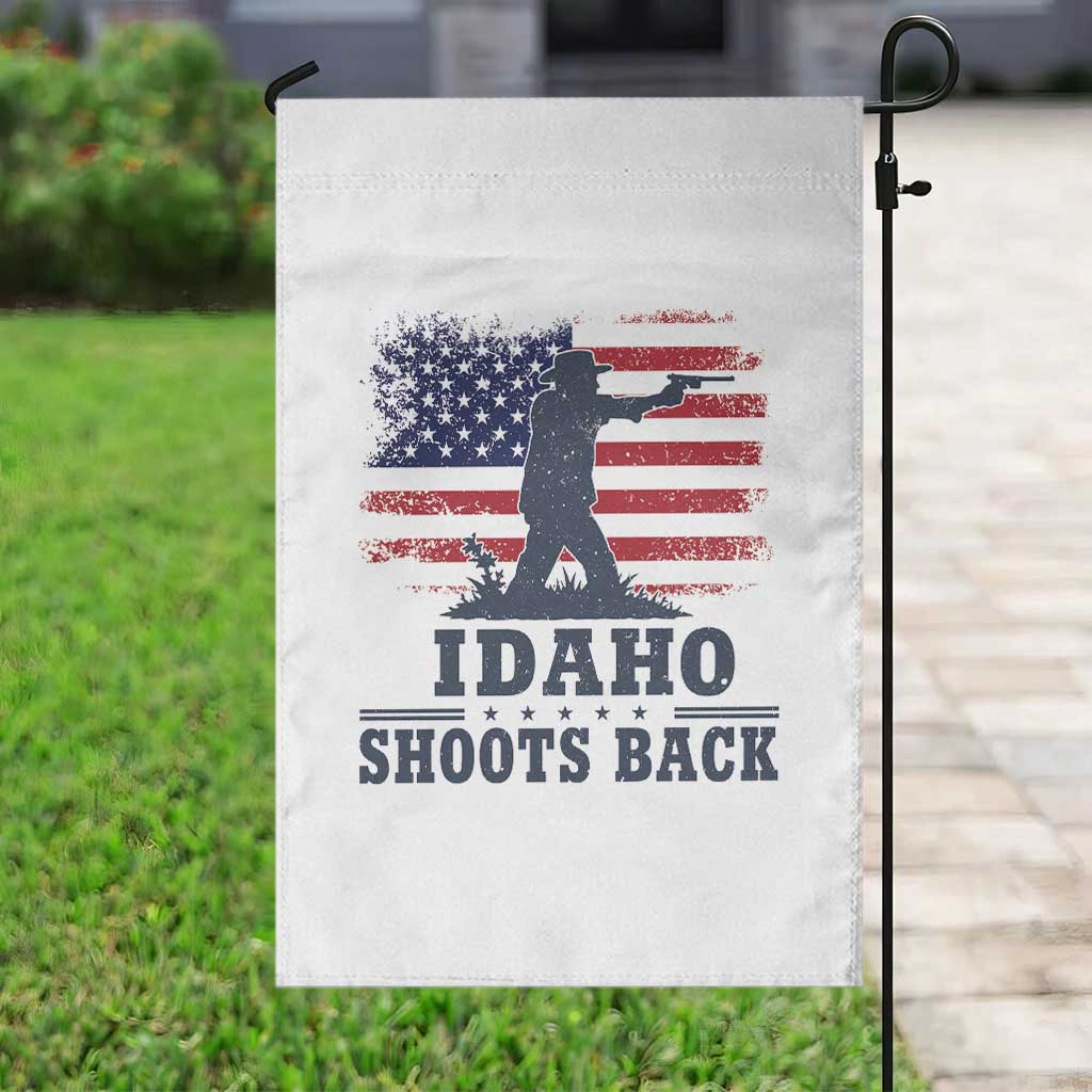 Idaho Shoots Back Distressed American Flag Garden Flag Cowboy Gunslinger Graphic TS02 Print Your Wear