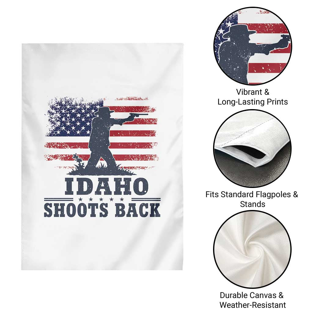 Idaho Shoots Back Distressed American Flag Garden Flag Cowboy Gunslinger Graphic TS02 Print Your Wear