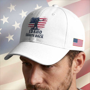 Idaho Shoots Back Distressed American Flag Baseball Cap Cowboy Gunslinger Graphic TS02 Print Your Wear