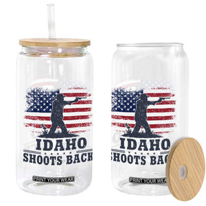 Idaho Shoots Back Distressed American Flag Glass Can Cowboy Gunslinger Graphic TS02 Print Your Wear