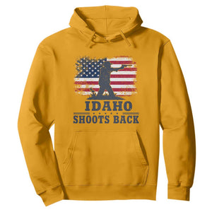 Idaho Shoots Back Distressed American Flag Hoodie Cowboy Gunslinger Graphic TS02 Gold Print Your Wear