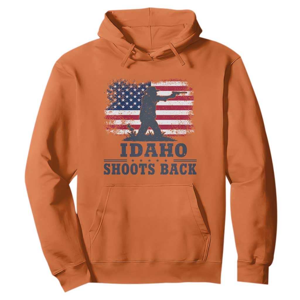 Idaho Shoots Back Distressed American Flag Hoodie Cowboy Gunslinger Graphic TS02 Orange Print Your Wear