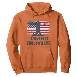 Idaho Shoots Back Distressed American Flag Hoodie Cowboy Gunslinger Graphic TS02 Orange Print Your Wear
