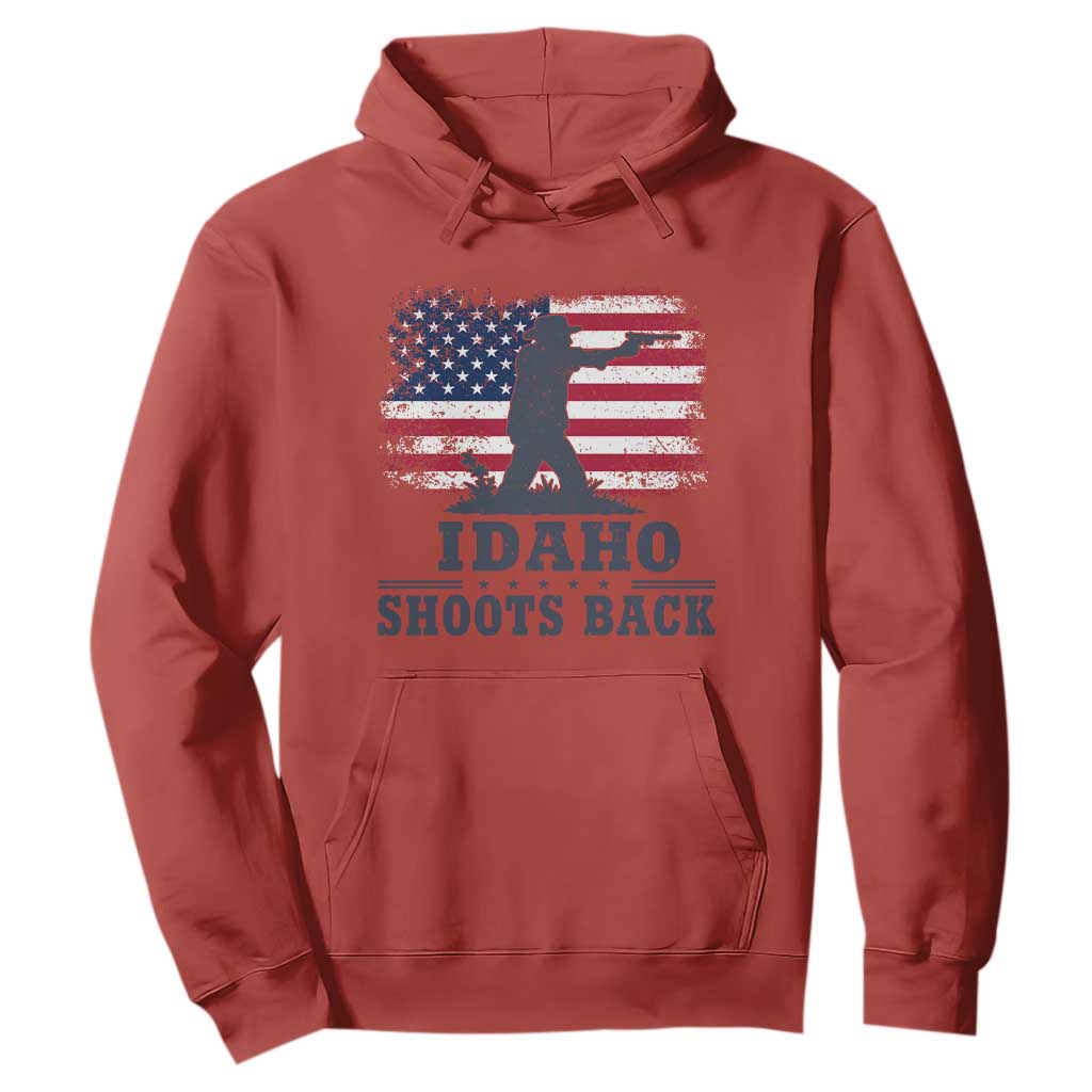 Idaho Shoots Back Distressed American Flag Hoodie Cowboy Gunslinger Graphic TS02 Red Print Your Wear
