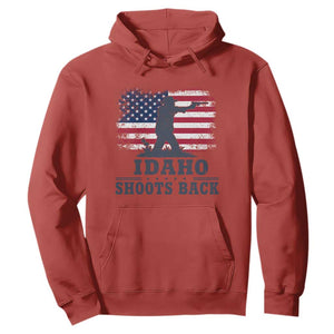 Idaho Shoots Back Distressed American Flag Hoodie Cowboy Gunslinger Graphic TS02 Red Print Your Wear