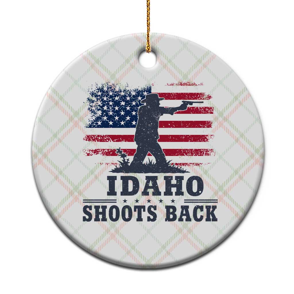 Idaho Shoots Back Distressed American Flag Ceramic Ornament Cowboy Gunslinger Graphic TS02 1pc Christmas Plaid Print Your Wear
