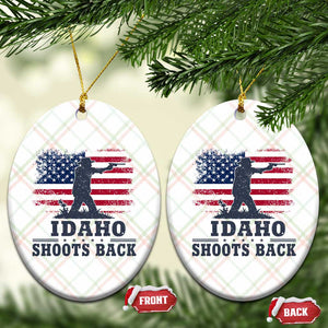 Idaho Shoots Back Distressed American Flag Ceramic Ornament Cowboy Gunslinger Graphic TS02 Print Your Wear