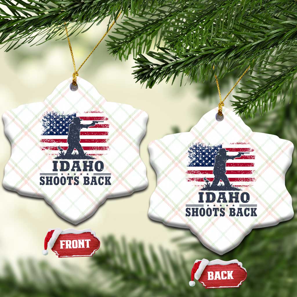 Idaho Shoots Back Distressed American Flag Ceramic Ornament Cowboy Gunslinger Graphic TS02 Print Your Wear