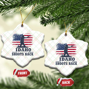 Idaho Shoots Back Distressed American Flag Ceramic Ornament Cowboy Gunslinger Graphic TS02 Print Your Wear
