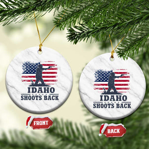 Idaho Shoots Back Distressed American Flag Ceramic Ornament Cowboy Gunslinger Graphic TS02 1pc White Marble Print Your Wear