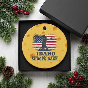 Idaho Shoots Back Distressed American Flag Ceramic Ornament Cowboy Gunslinger Graphic TS02 1pc Yellow Cheese Print Your Wear