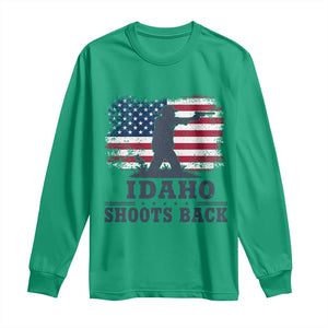 Idaho Shoots Back Distressed American Flag Long Sleeve Shirt Cowboy Gunslinger Graphic TS02 Irish Green Print Your Wear