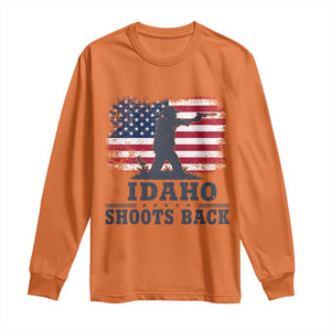 Idaho Shoots Back Distressed American Flag Long Sleeve Shirt Cowboy Gunslinger Graphic TS02 Orange Print Your Wear