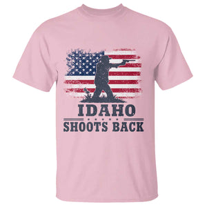 Idaho Shoots Back Distressed American Flag T Shirt Cowboy Gunslinger Graphic TS02 Light Pink Print Your Wear