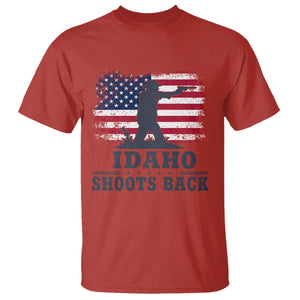 Idaho Shoots Back Distressed American Flag T Shirt Cowboy Gunslinger Graphic TS02 Red Print Your Wear