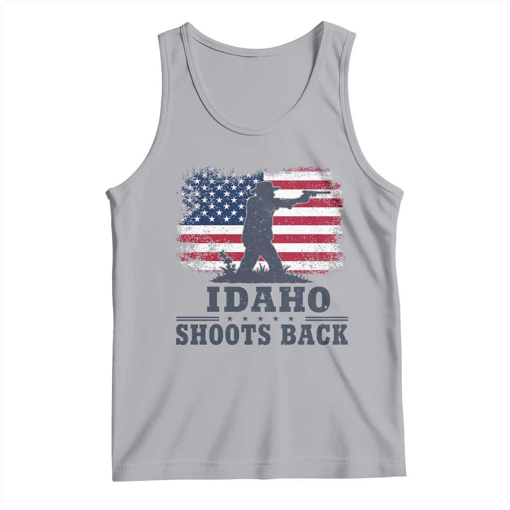 Idaho Shoots Back Distressed American Flag Tank Top Cowboy Gunslinger Graphic TS02 Athletic Heather Print Your Wear